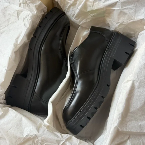 Sezane Markus Derbies Loafers Glossy Black Size 7 - Picture 2 of 4